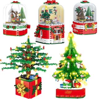 Tương thích với Lego Sáng Tạo Ông Già Noel Cây Giáng Sinh Đèn Xoay Hộp Nhạc Quan Sát Đường Phố Nhà Tuyết Nai Sừng Tấm Tuần lộc Trẻ Em Lắp Ráp Hạt Nhỏ Khối Xây Dựng Gạch Đồ Chơi Giáng Sinh 601090 30004