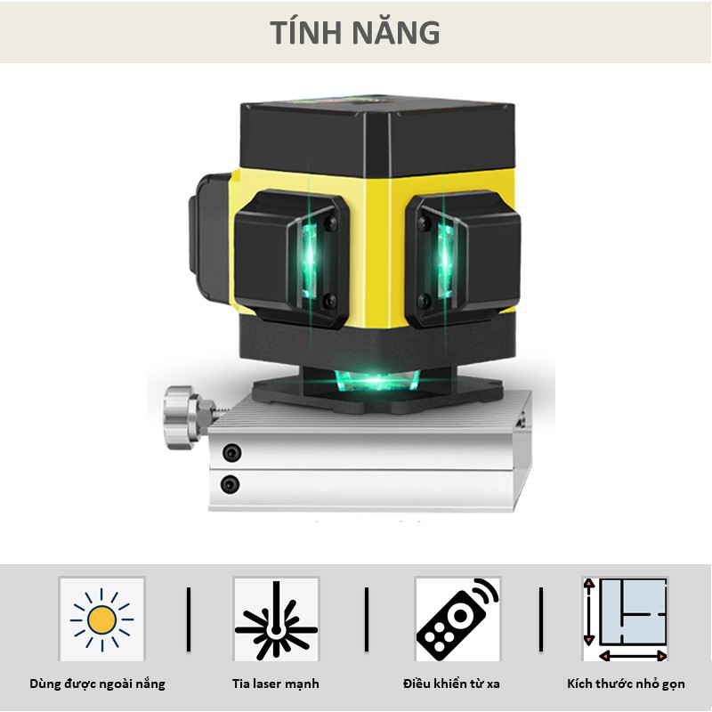 Máy cân mực lazer 3d cân bằng bắn cos cốt kẻ góc vuông xây dựng 16 tia sáng xanh lá cây độ căn chỉnh chính xác cao