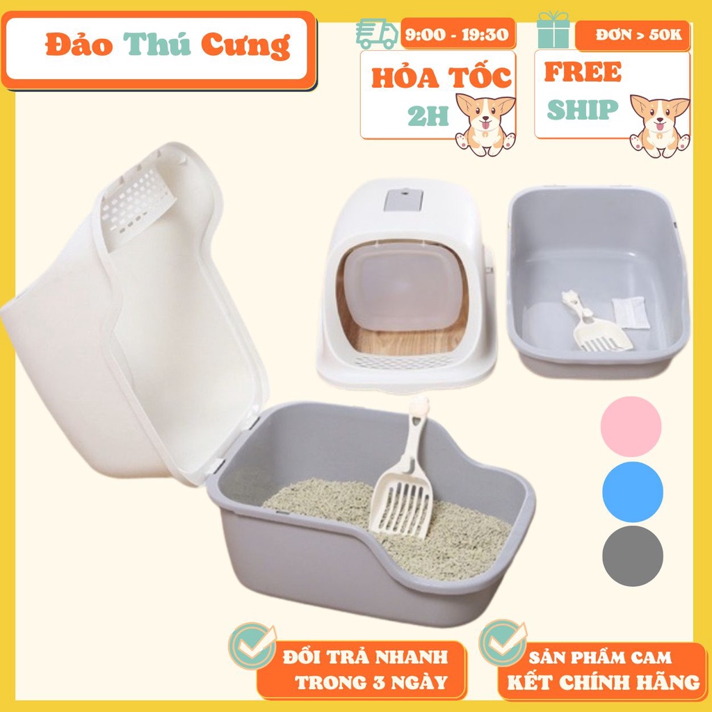 Nhà Vệ Sinh Cho Mèo Có Nắp Siêu Dễ Thương Tặng kèm xẻng trị giá 30k .