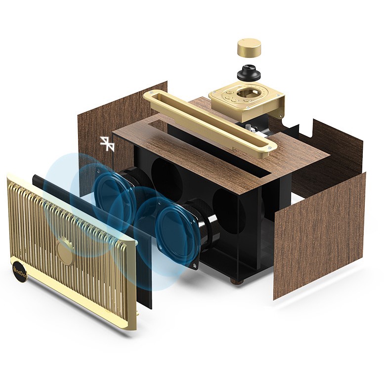 Loa Bluetooth Không Dây OneDer Phantom V6 Âm Thanh Trầm Họa Tiết Vân Gỗ Có Chân Đế Phong Cách Cổ Điển