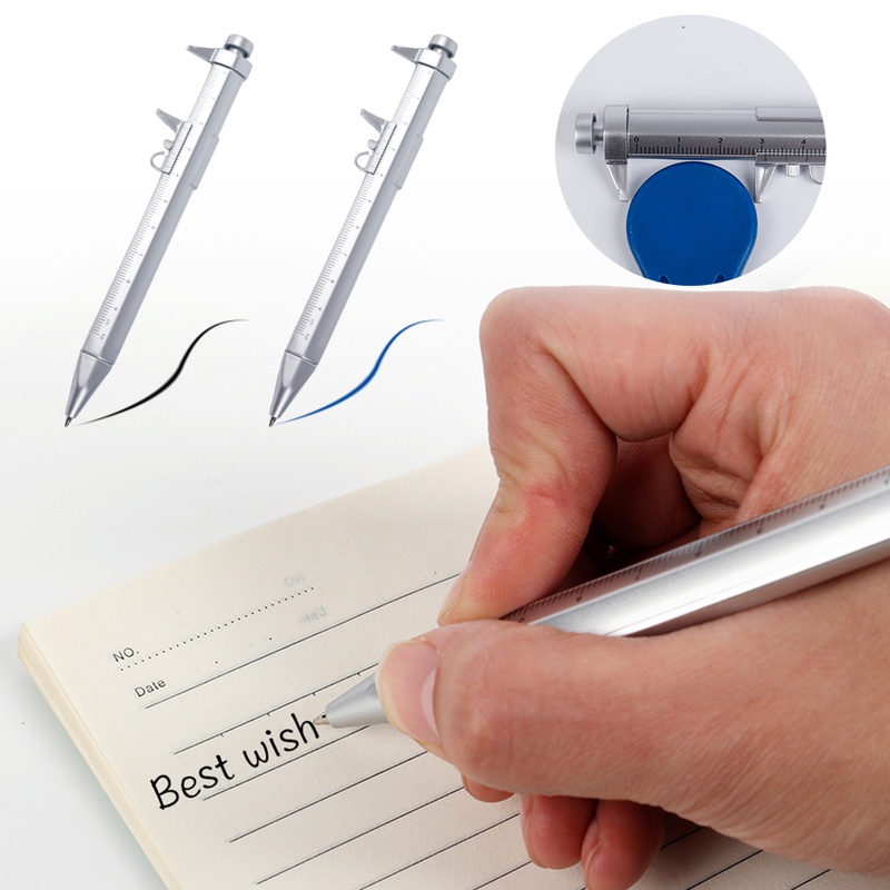 1 Set Bút Bi Mực Nước 0.5mm Dạng Thước Đo Đa Năng