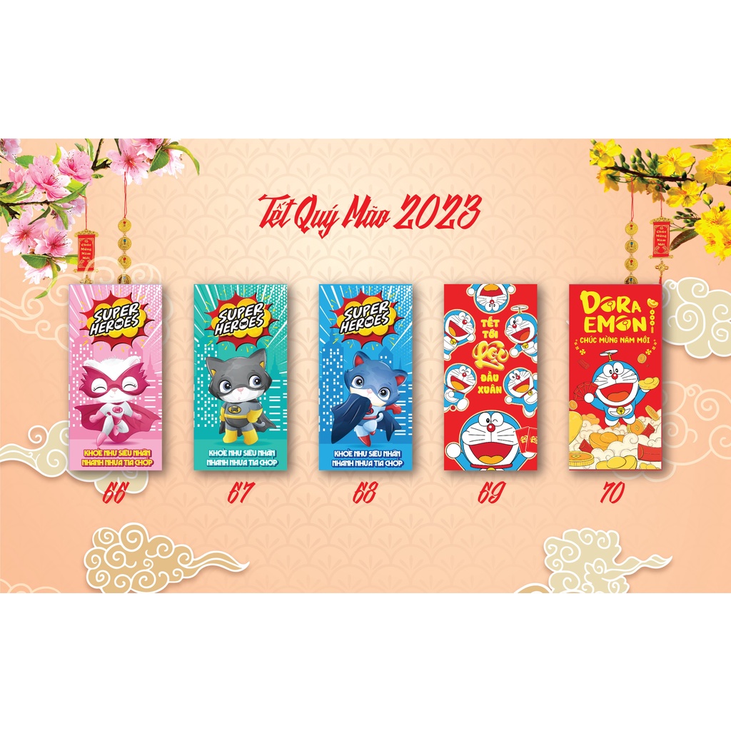 Combo 30 bao lì xì siêu dễ thương Tết Quý Mão