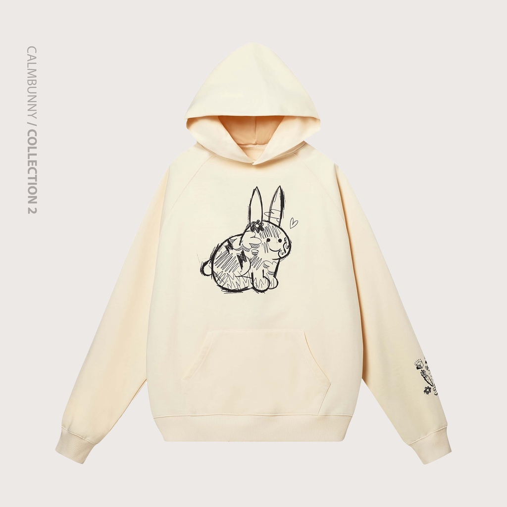 Combo set áo khoác hoodie CALMBUNNY nam nữ form rộng kem BUTTER | BigBuy360 - bigbuy360.vn
