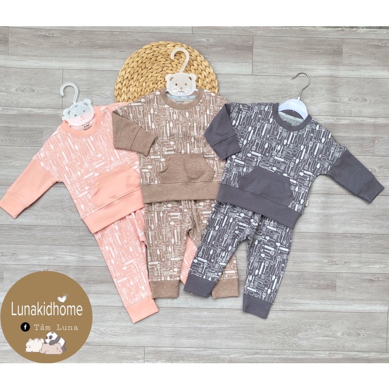 Bộ nỉ UALAROGO quần đáp đũng mềm ấm cho bé (6-9M đến 5Y)
