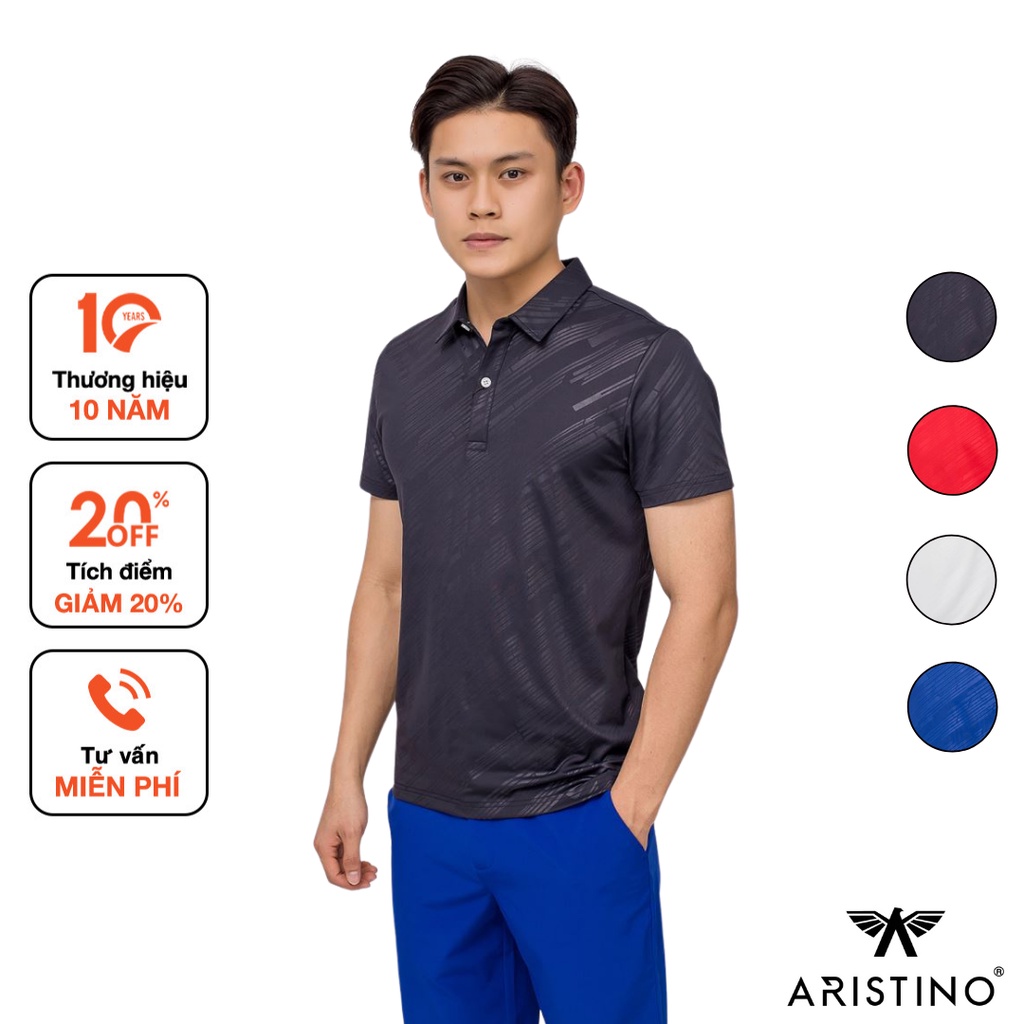 Áo polo nam Aristino 4 màu cơ bản, họa tiết sắc nét, chất vải thoáng khí nhanh khô - APS049S9