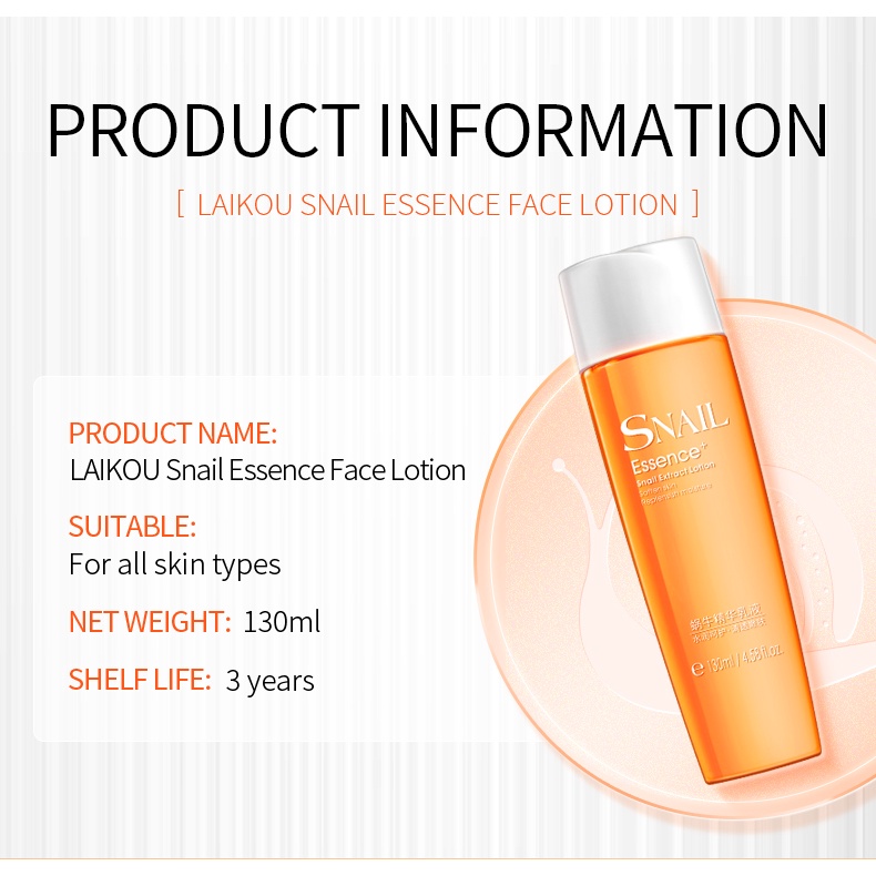 Sữa dưỡng da Laikou 130ml chiết xuất ốc sên dưỡng ẩm và làm mịn da