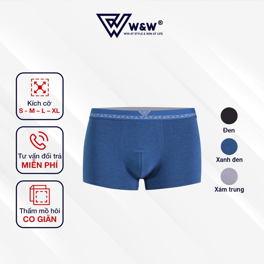 Quần Lót Nam W&amp;W Dáng Boxer Chất Liệu Cao Cấp Mềm Mịn, Đàn Hồi, Quần Sịp Tam Giác Nam Kháng Khuẩn Cực Tốt WUW36