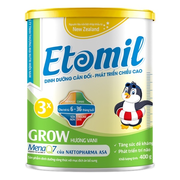 Sữa Bột Etomil 3x Grow Lon 700gr - Tăng Cường Phát Triển Chiều Cao Dễ Uống