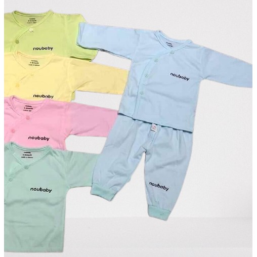 Bộ dài tay noubaby cotton cài chéo cho bé SƠ SINH