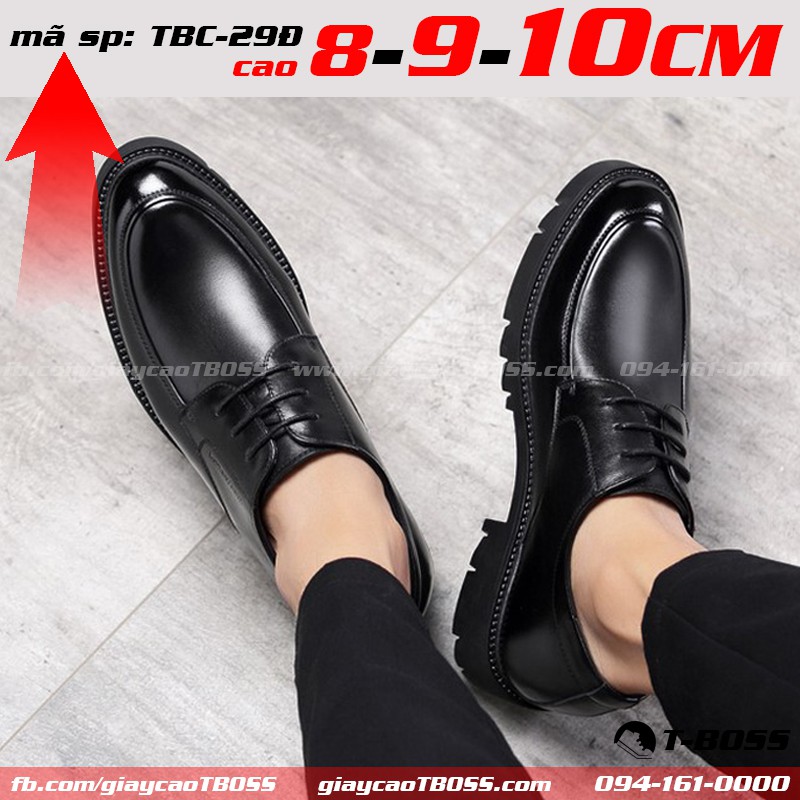 giày Công Sở độn đế t-Boss cao 8cm - 9cm - 10cm, Da bò cao cấp; TBC-29Đ