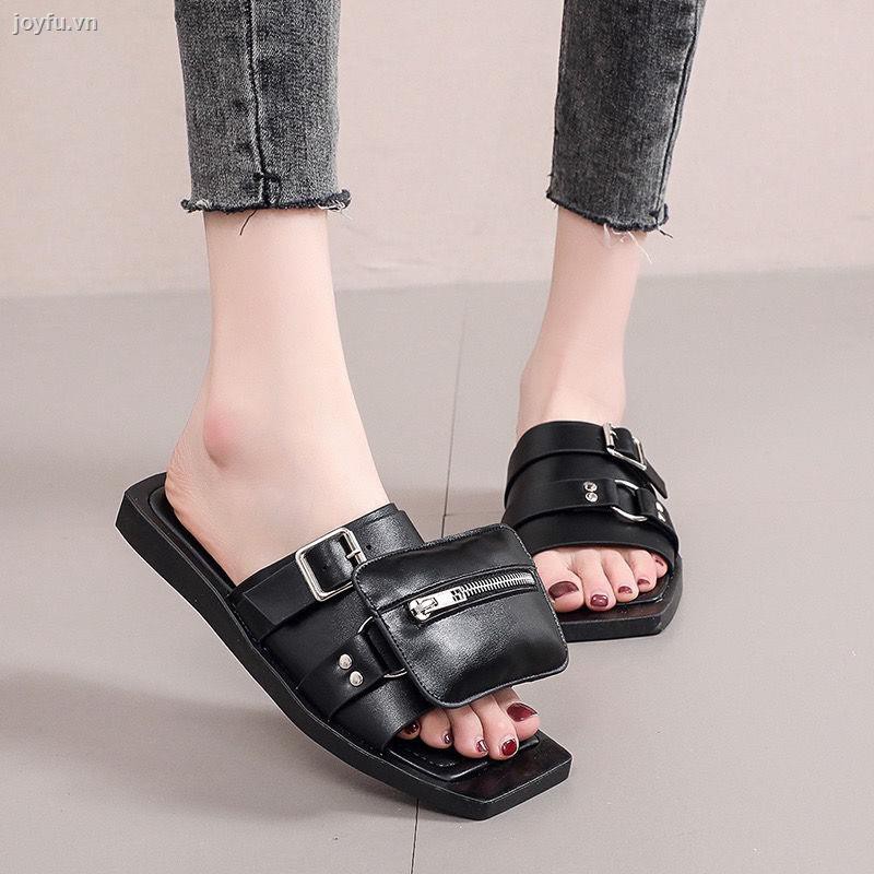 net red summer new flat-bottom all-match sandals women s word open-toe outer wear slippers and ins