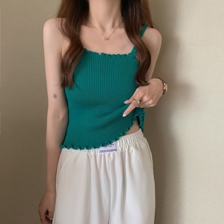 Vn095 áo 2 dây len tăm viền lượn sóng