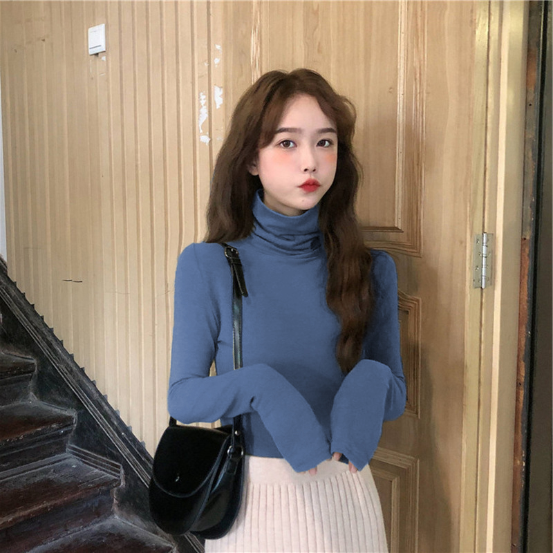 Áo thun SUXI tay dài cổ cao thời trang mùa thu trẻ trung dành cho nữ