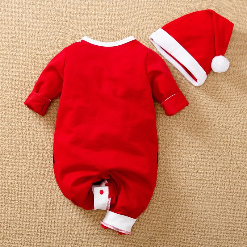 Christmas Newborn Baby Elf Bodysuit Santa Claus Hat Cosplay Costume Outfit Set gift