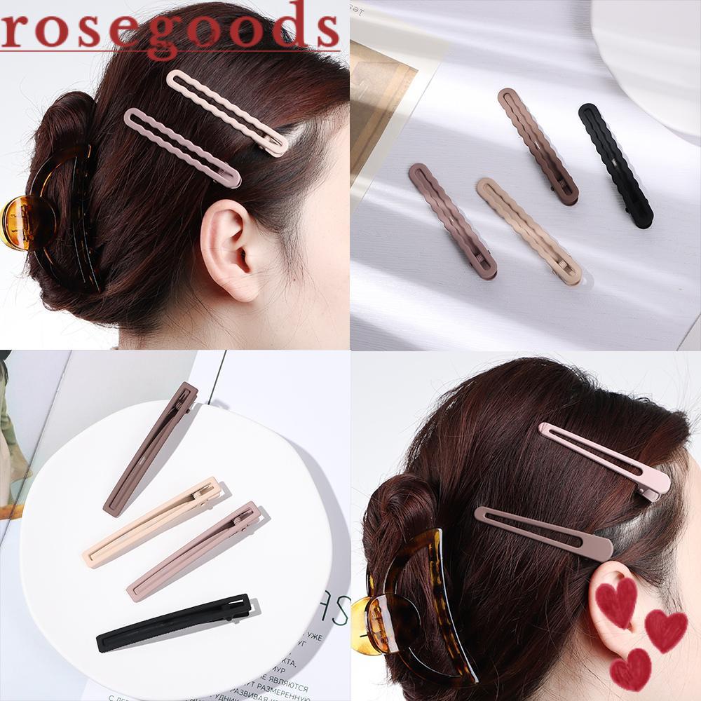 Set 4 Kẹp Tóc Họa Tiết Hình Học Rỗng Mặt Nhám Thanh Lịch