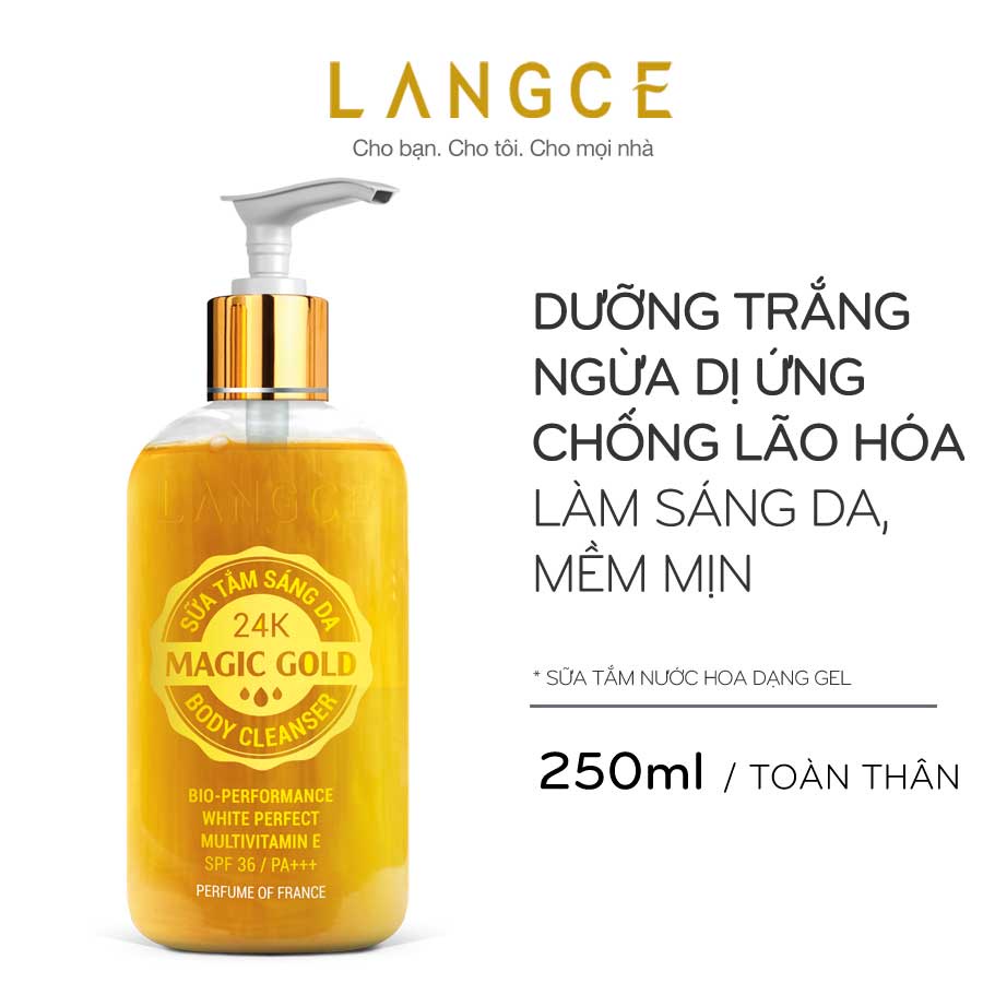 Bộ Gel Tắm Vàng 24K Sáng Da 250g + Tẩy Tế Bào Chết AHA/BHA+ BODY it - Toàn Thân 100g BS LANGCE