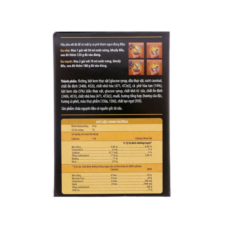 Hộp 10 gói cà phê Phố sữa đá 24g date mới