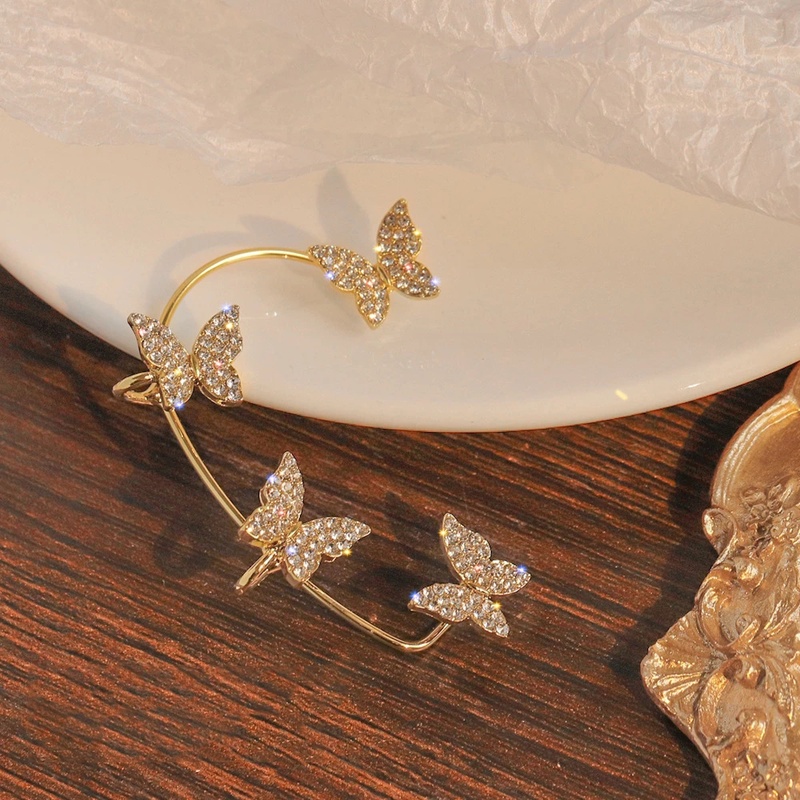 1 bông tai hình cánh bướm đính đá zircon phong cách Bohemia đơn giản cho nữ