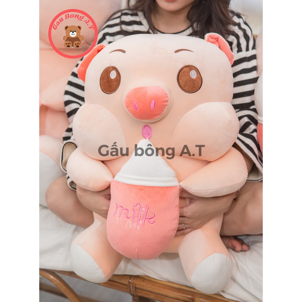 Gấu Bông Heo Ôm Bình Sữa, Lợn bú bình, thú nhồi bông siêu cute siêu hot hit hàng mềm mại cao cấp size 55cm-85cm-1m1