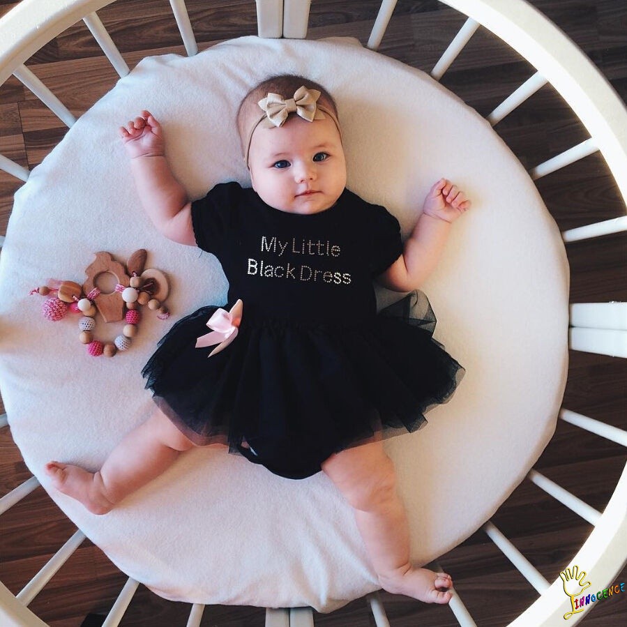 ❤XZQ-Baby Girl Short Sleeve Romper Black Tutu Tulle Outfit