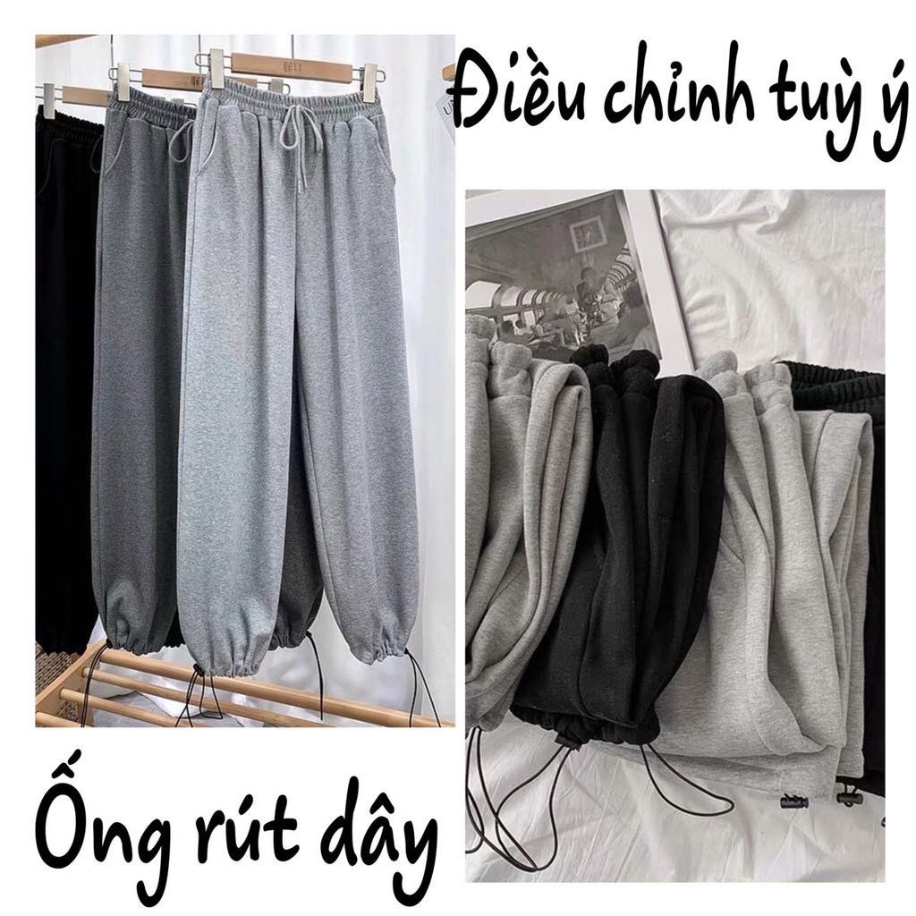 Quần Jogger Nam Nữ Đen Xám Trơn Bó Gấu Đẹp  Quần Nỉ Chun Unisex Thu Đông Hàng Đẹp