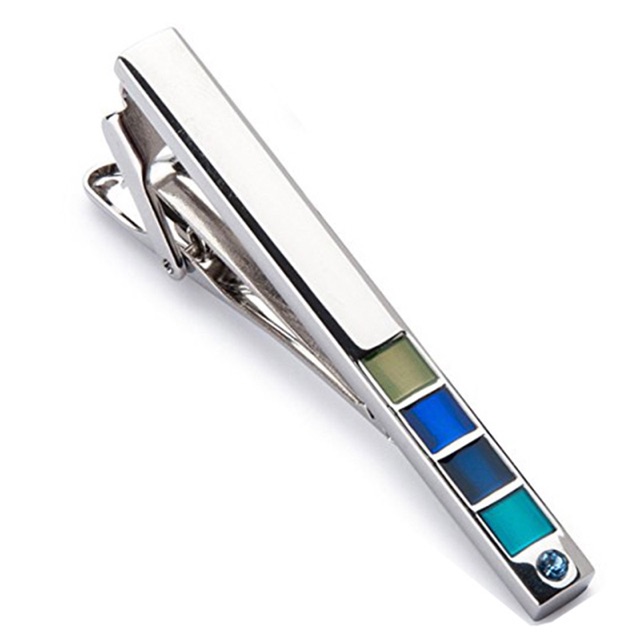 Khuy măng sét cufflinks màu xanh và kẹp cà vạt cao cấp ( 1 set )