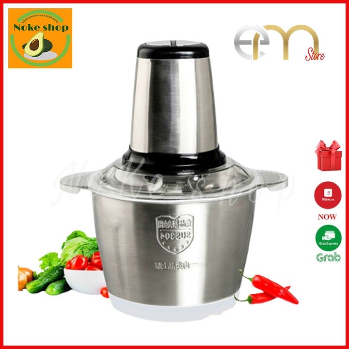 Máy Xay Thịt Cối Inox 4 Lưỡi Đa Năng, Công suất 250W- Xay Thực Phẩm 2l,Chất Liệu Inox 304 Chuẩn