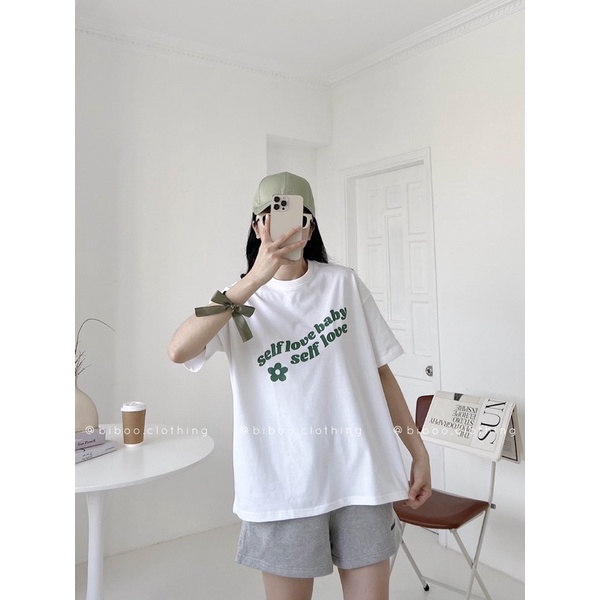 BIBOO - Áo thun tay ngắn in chữ SELF LOVE BABY chất liệu vải thun cotton