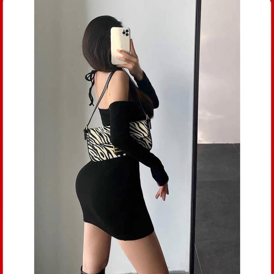 Đầm Body Trễ Vai Tay Dài Tôn Dáng Gợi Cảm Phối Cổ Yếm E Ấp Ngây Thơ D053 Mẫu mới | BigBuy360 - bigbuy360.vn