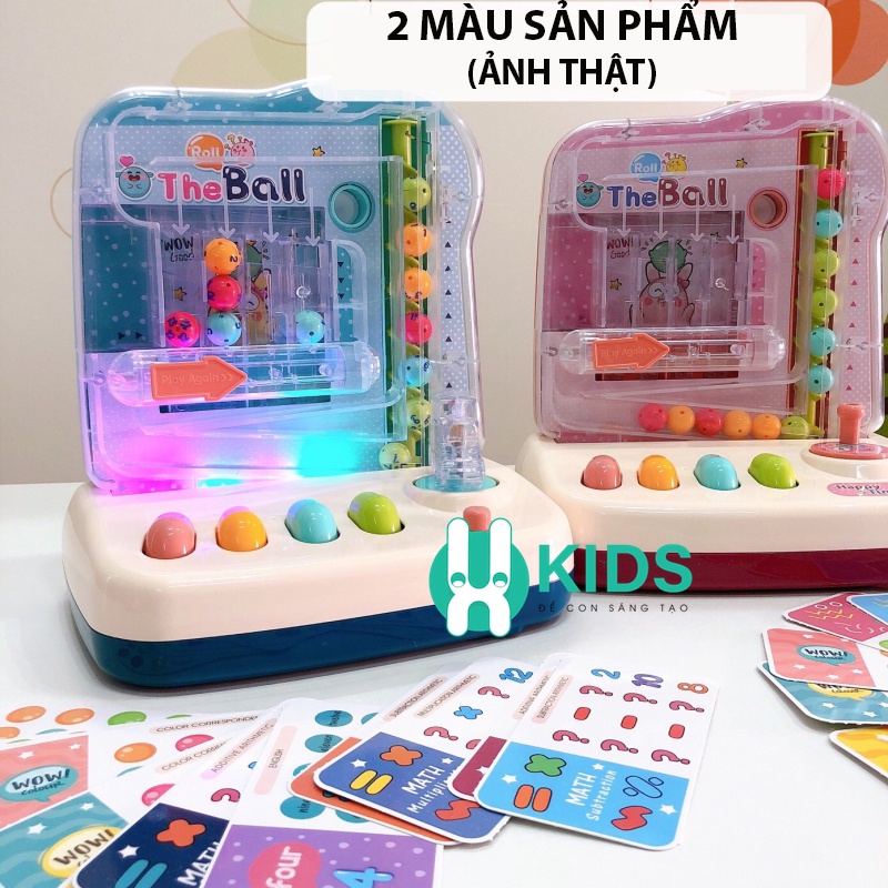 Máy trò chơi bắt bóng lăn pinball kèm thẻ toán học, đồ chơi giáo dục sớm tập phối hợp tay mắt rèn luyện tư duy cho bé