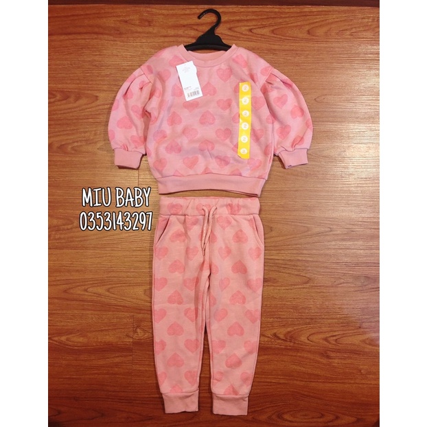 Set bộ nỉ lót bông bé gái 3 màu du xịn