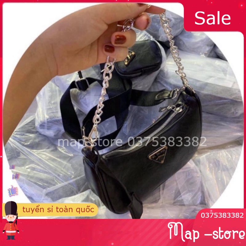 túi xách 2in 1 nữ prada kèm ví nhỏ dây bản to phong cách -MAP store tuyển sỉ toàn quốc