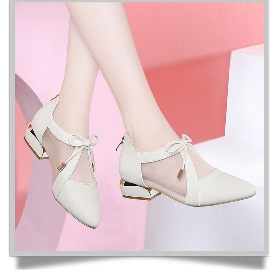 Giày Da Mềm Phối Lưới Thoáng Khí Thời Trang Xuân Hè 2021 Cho Phụ Nữ Trung Niên