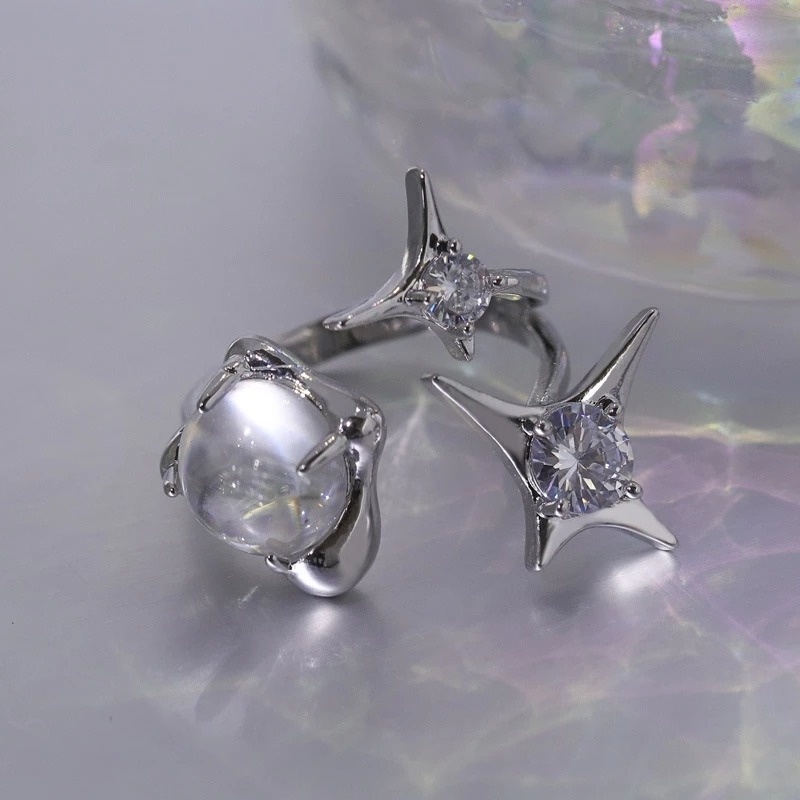 Nhẫn Hở Đính Đá Opal / Ngôi Sao / Hình Học Độc Đáo Cá Tính