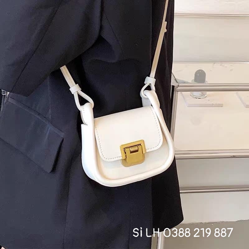 Túi Kẹp Nách Mini Khoá Gập Da Trơn Size 12 Thời Trang Siêu Xinh Cho Mẹ &amp; Bé