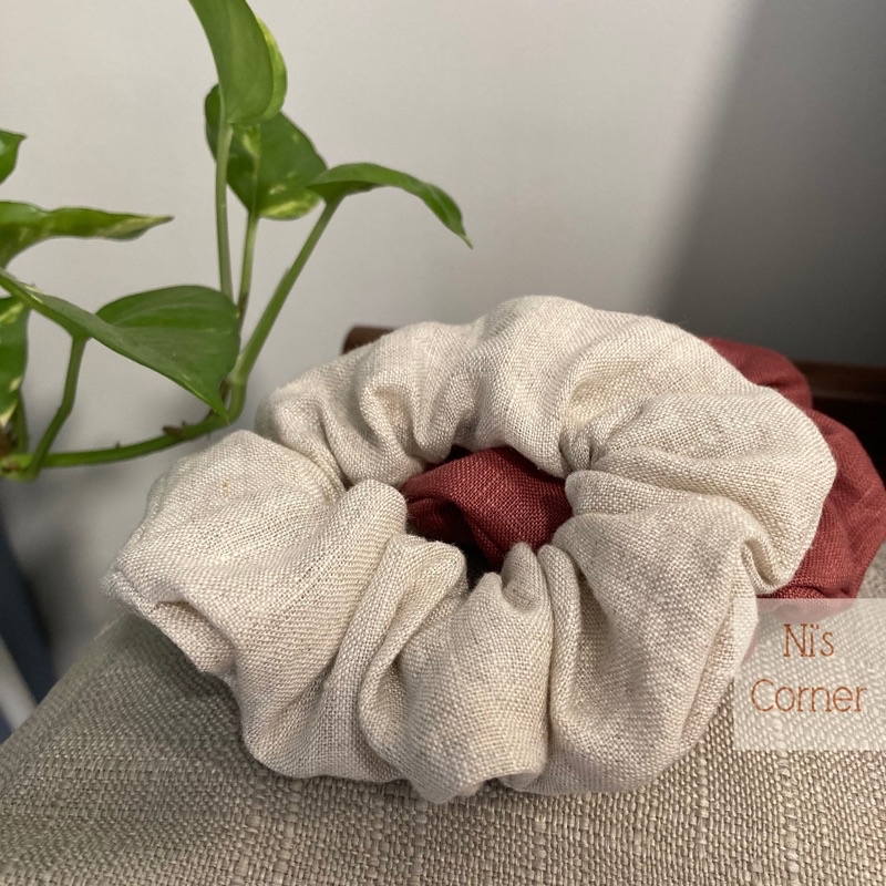 Scrunchie Cột tóc Linen màu Muối tiêu