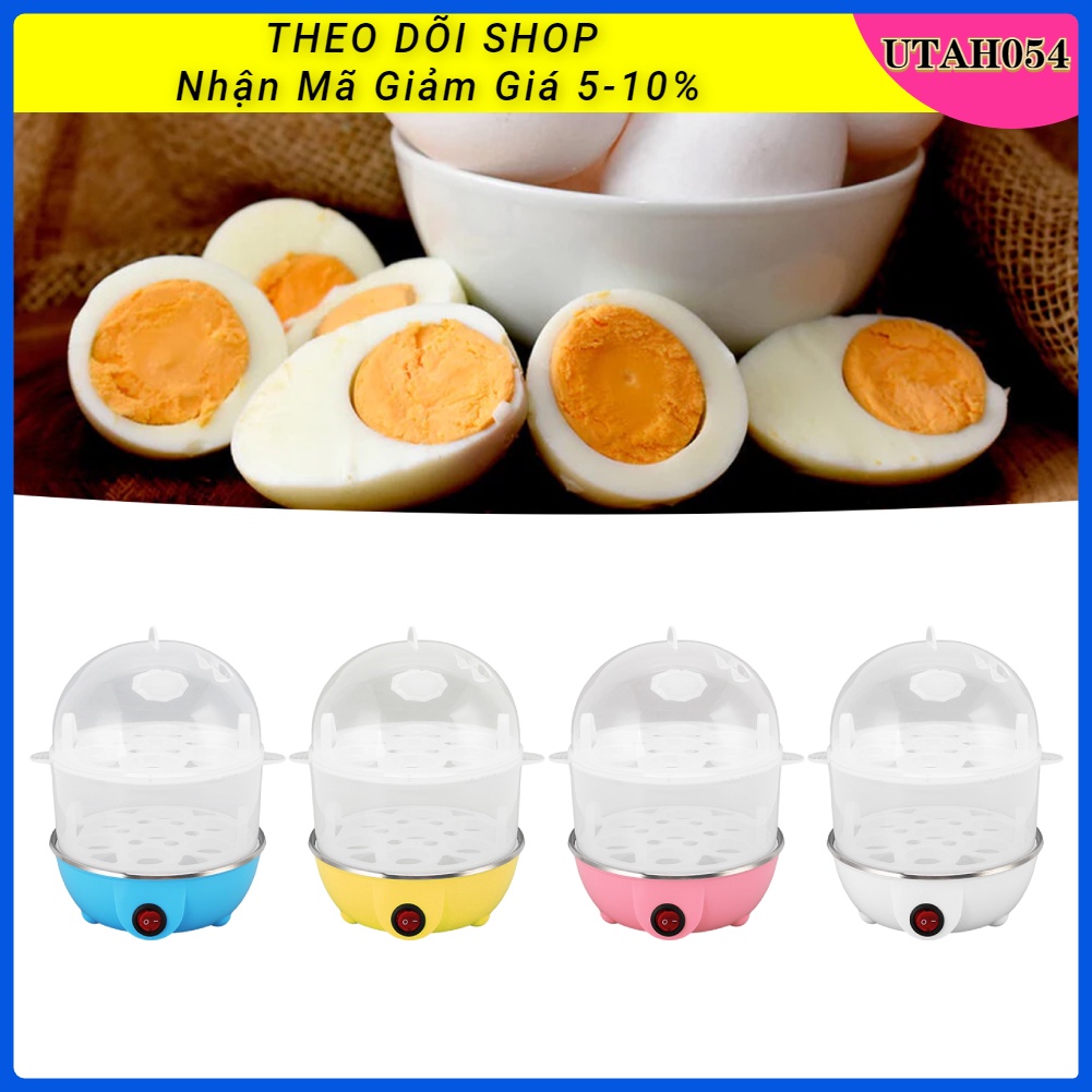 Hàng Sẵn Nồi Hấp Trứng 2 Tầng 350W 14 Lỗ Kèm Cốc Đo Lường đa chức năng Tiện Dụng Cho nhà bếp【Utah054】