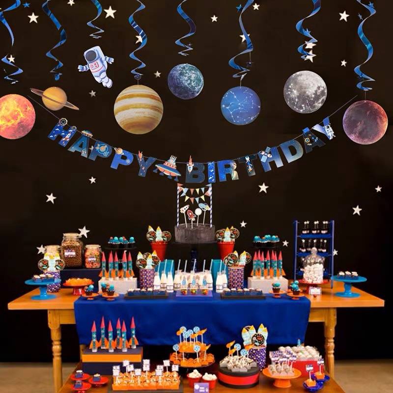 Bong Bóng Lá Nhôm Hình Tàu Vũ Trụ Galaxy Trang Trí Tiệc Sinh Nhật Cho Bé Trai
