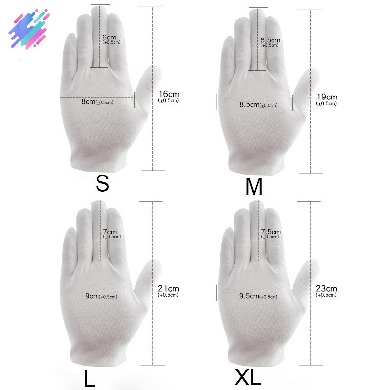 Set 12 găng tay màu trắng chất liệu vải cotton mềm để làm việc tiện dụng