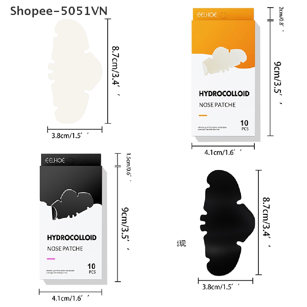 Set 10 miếng dán mũi lột mụn đầu đen Hydrocolloid làm sạch sâu chăm sóc da