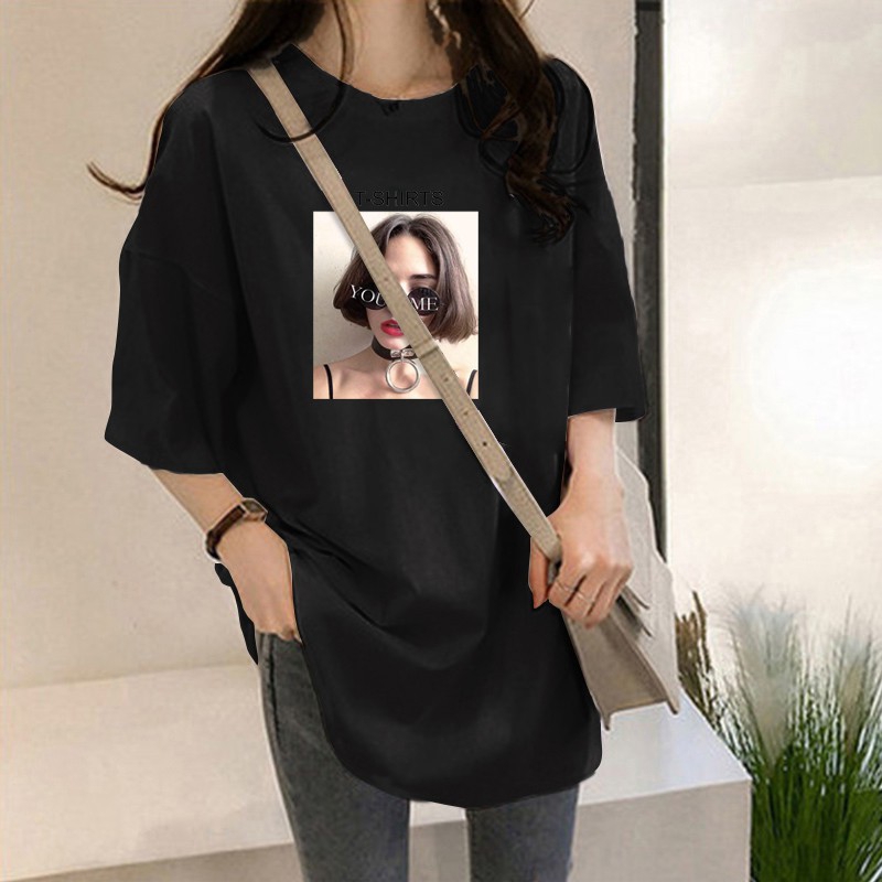 NRVP Áo thun dáng rộng cổ tròn tay ngắn in họa tiết thời trang hè 2020 dành cho nữ