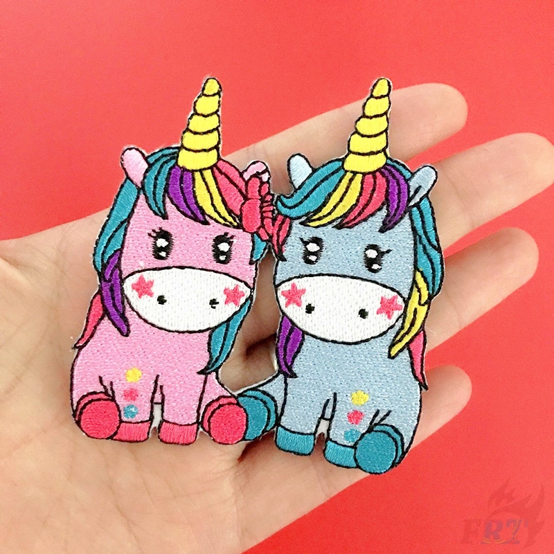 Miếng thêu ủi quần áo họa tiết kỳ lân cầu vồng dễ thương