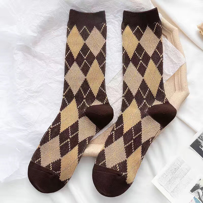 Tất vớ nam nữ caro cổ điển vintage retro