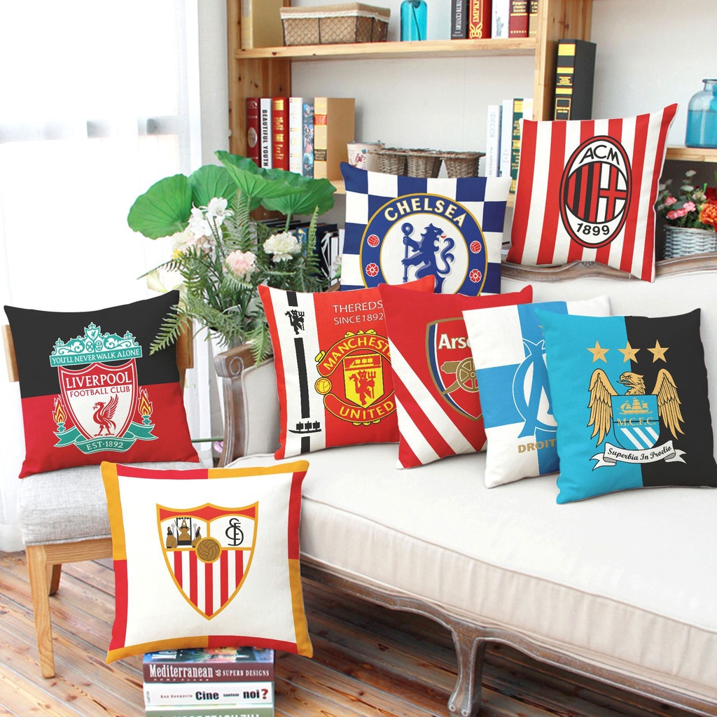Áo Gối Bằng Vải Lanh Cotton 45x45cm In Hình Logo Câu Lạc Bộ Liverpool Chelsea