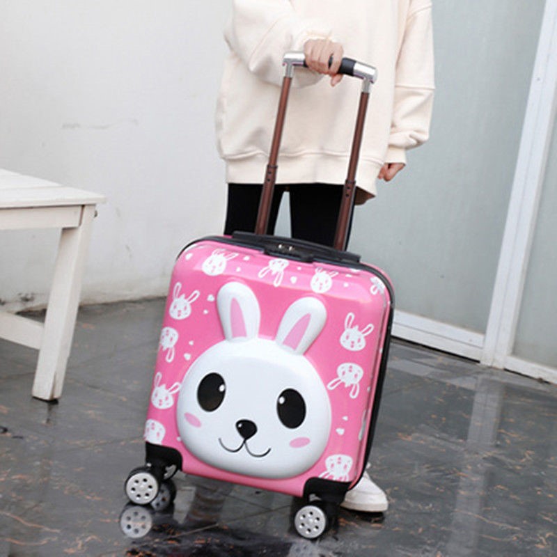 Vali nhựa kéo trẻ em vuông. Vali Size 18 inch dùng cho bé trai và gái, in hình dễ thương, nhựa an toàn cho bé