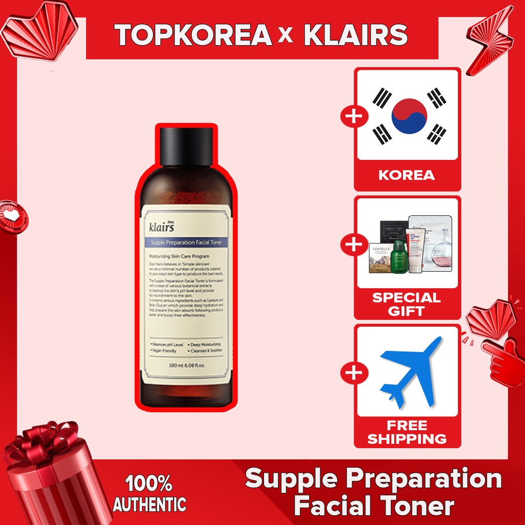 KLAIRS  Supple Preparation Facial Toner 180ml /  Toner Klairs 180ml Cao Cấp Chuyên Dụng / TOPKOREA