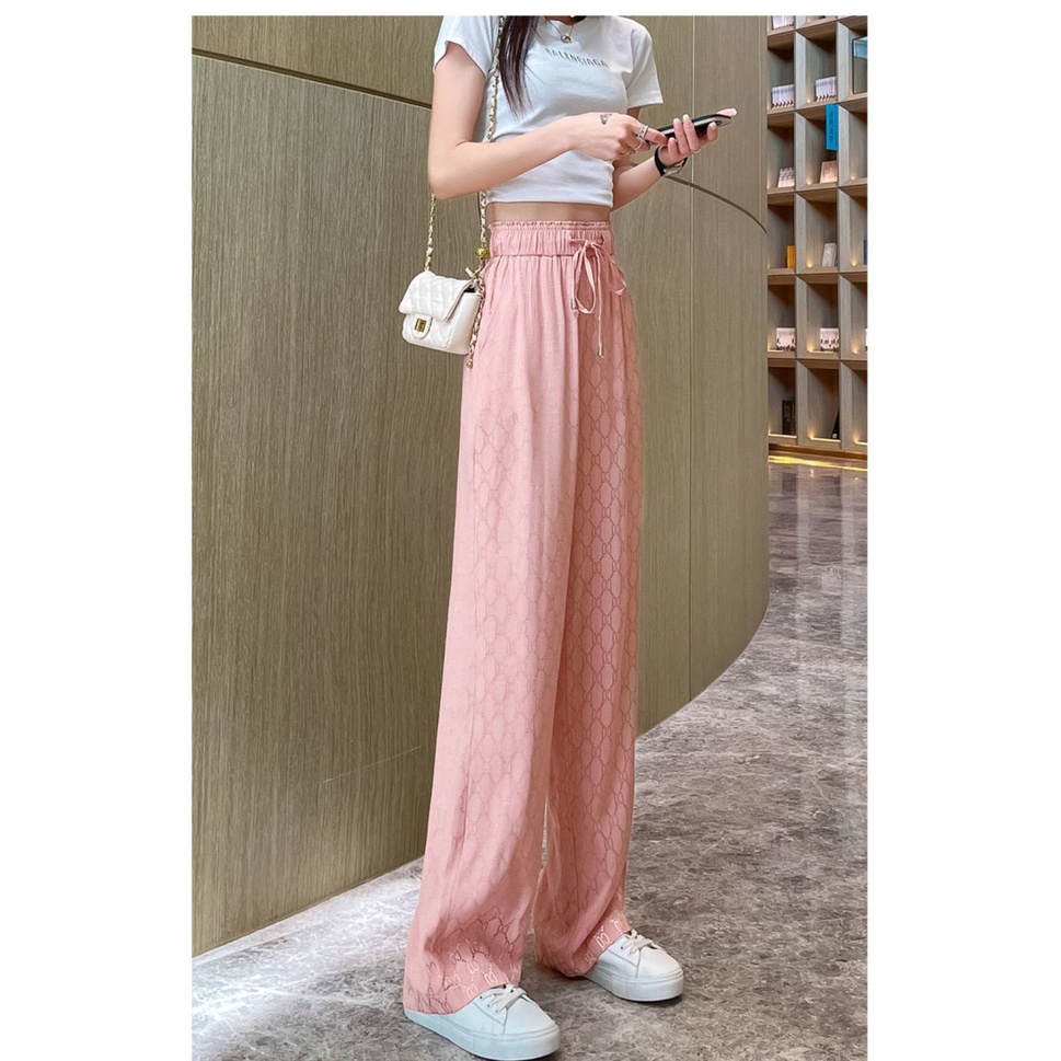 Quần Dài Lưng Cao Ống Rộng Thoáng Khí Thời Trang Mùa Hè Cho Nữ