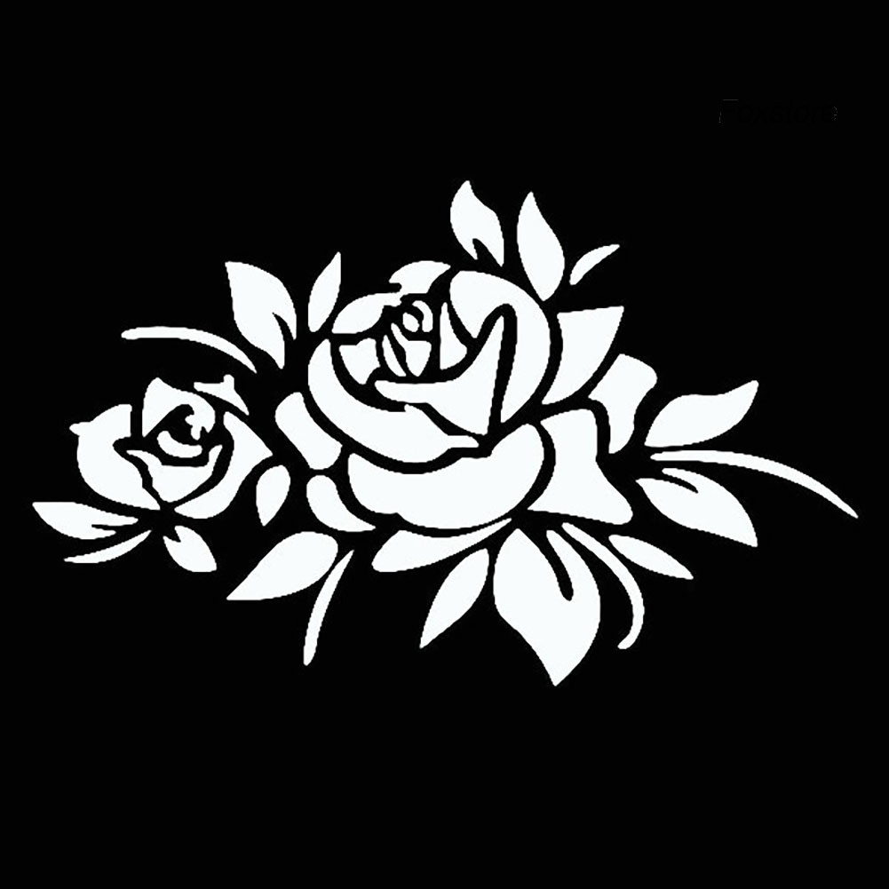 Nhãn Dán Trang Trí Xe Hơi Họa Tiết Hoa Hồng Phản Quang Độc Đáo