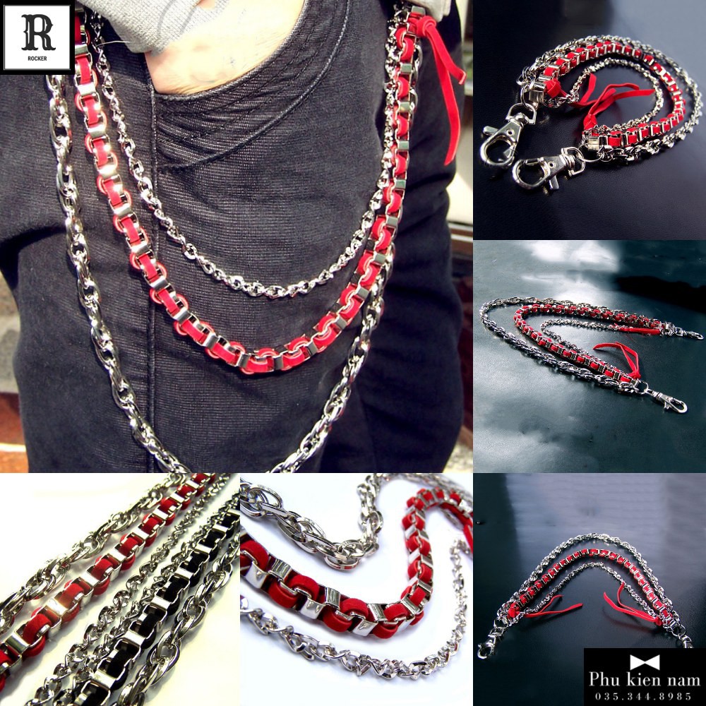 Xích quần Jeans - Chuỗi Red Light - Xích đeo quần bò nam cực chất Rocker