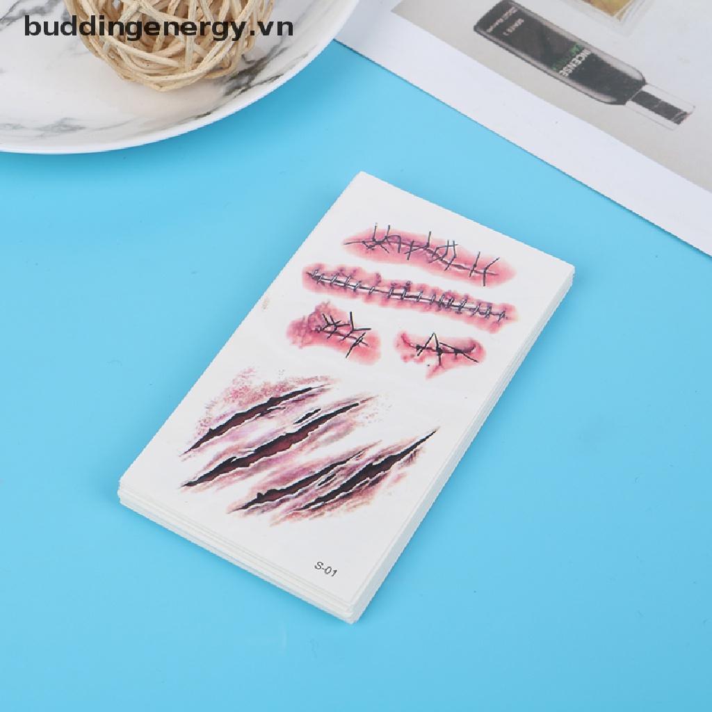 {BUDDI} Hình Dán Vết Thương Giả Máu Tạm Thời Hóa Trang Halloween Chống Thấm Nước {BUDDI}